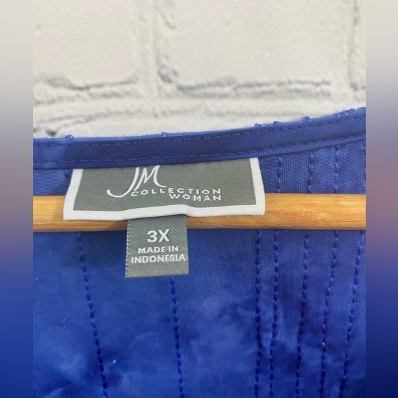 JM Collection Womens Plus Size 3X Royal Blue Kimono Boxy Blouse Flutter Sleeves - Picture 7 of 8